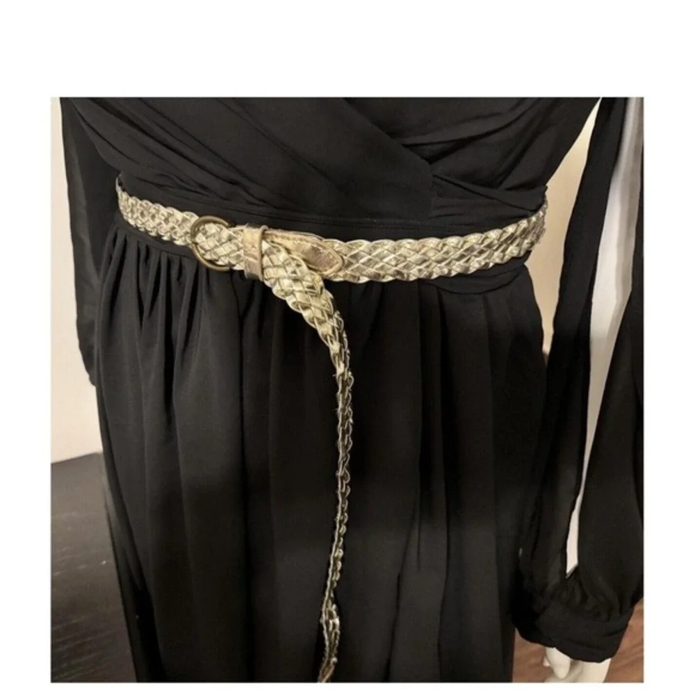Vintage Braided Metallic‎ Gold Belt Woven Skinny Waist Belt 6 Party Chic 47-90